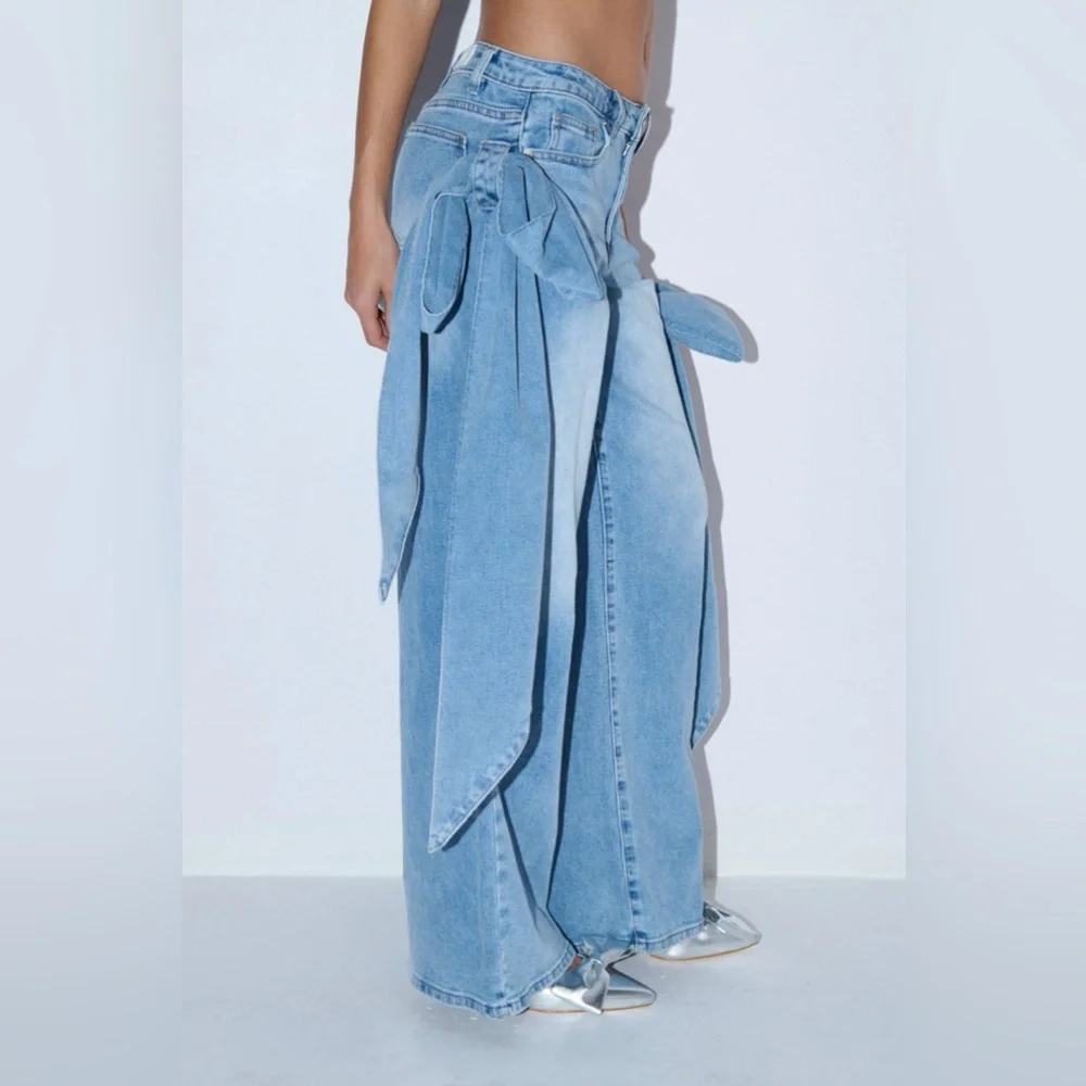 Aviva Bow Detail Wide Leg Jean - Picture 5 of 7